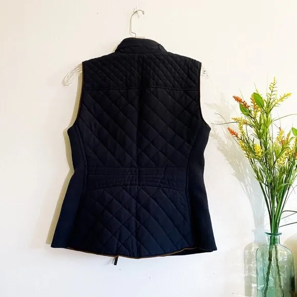 🦋 ZARA Navy Blue Puffer Quilted Zip Up Vest Small
