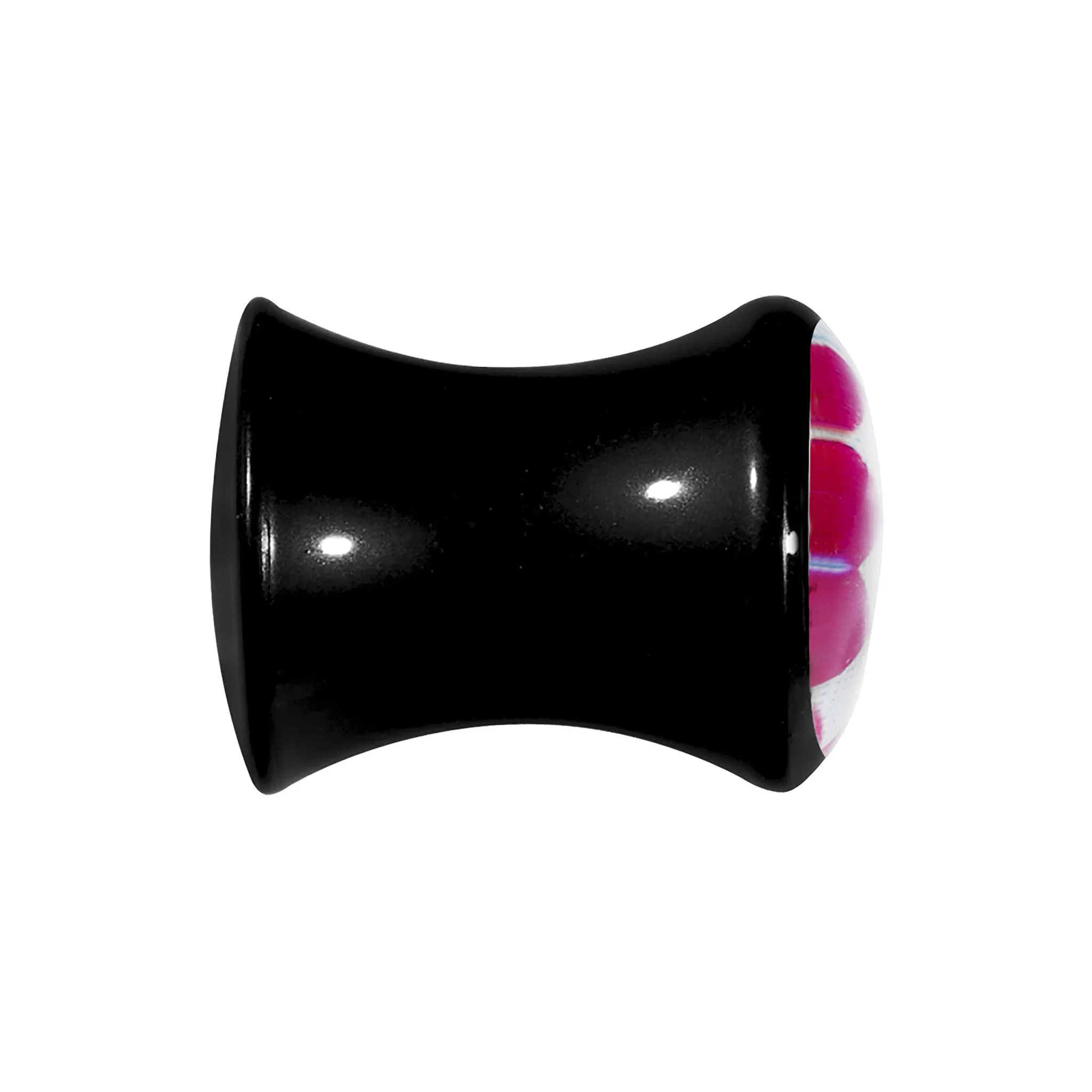 0 Gauge Black Acrylic Pink and White Checkerboard Saddle Plug