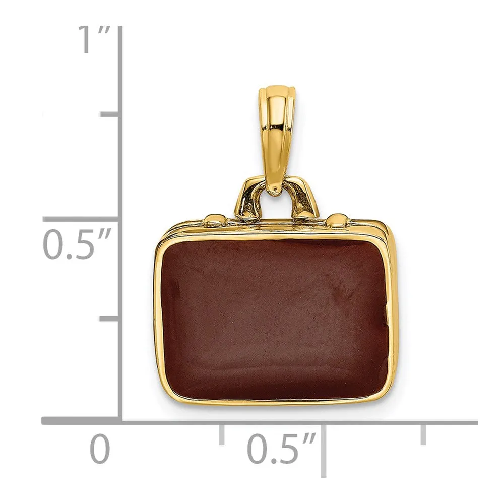 14K w/ Brown Enamel 3-D Opens Briefcase Charm