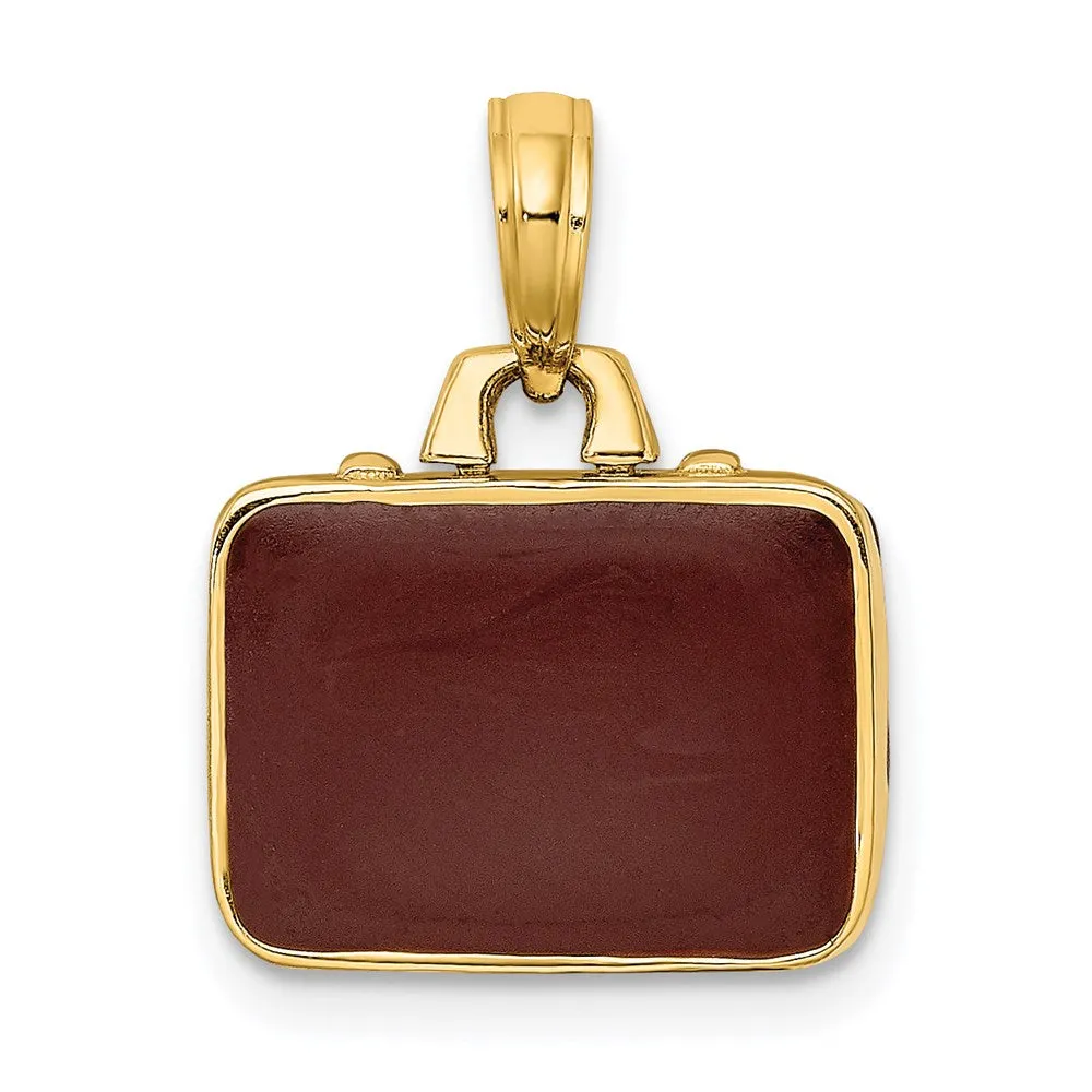 14K w/ Brown Enamel 3-D Opens Briefcase Charm