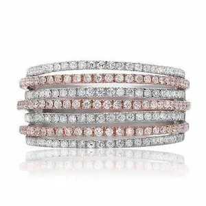 14K White & Rose Gold Diamond Ring Size 6.5