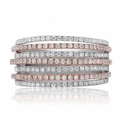 14K White & Rose Gold Diamond Ring Size 6.5