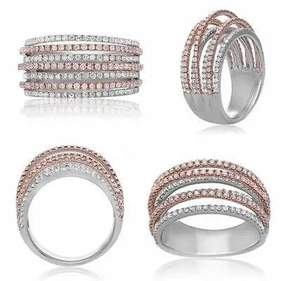 14K White & Rose Gold Diamond Ring Size 6.5