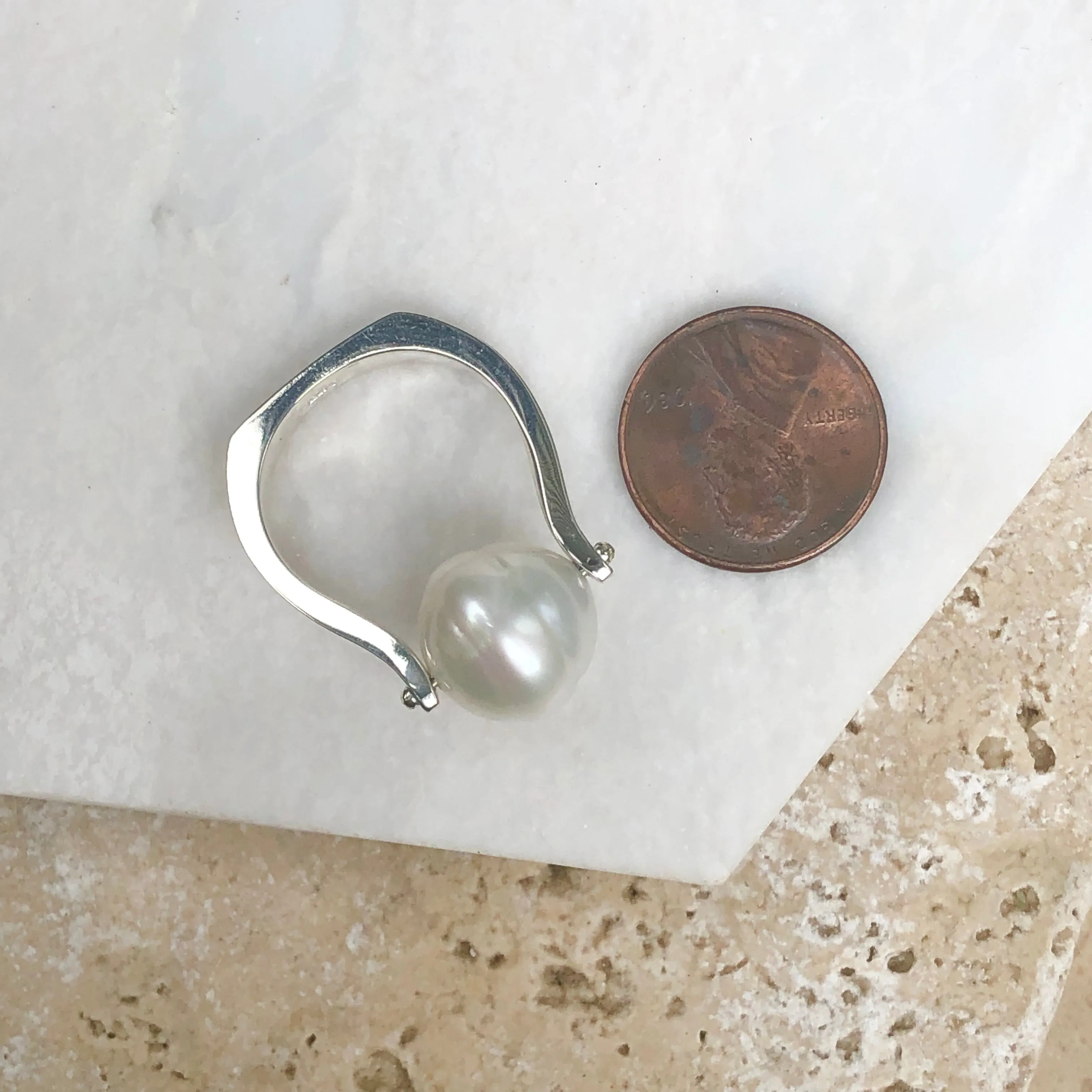 14KT White Gold 12mm Paspaley South Sea Pearl Modern Ring
