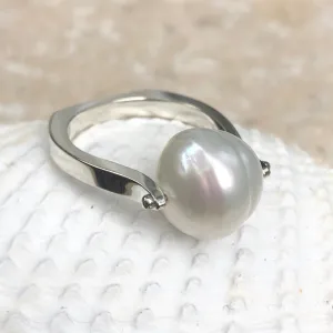 14KT White Gold 12mm Paspaley South Sea Pearl Modern Ring