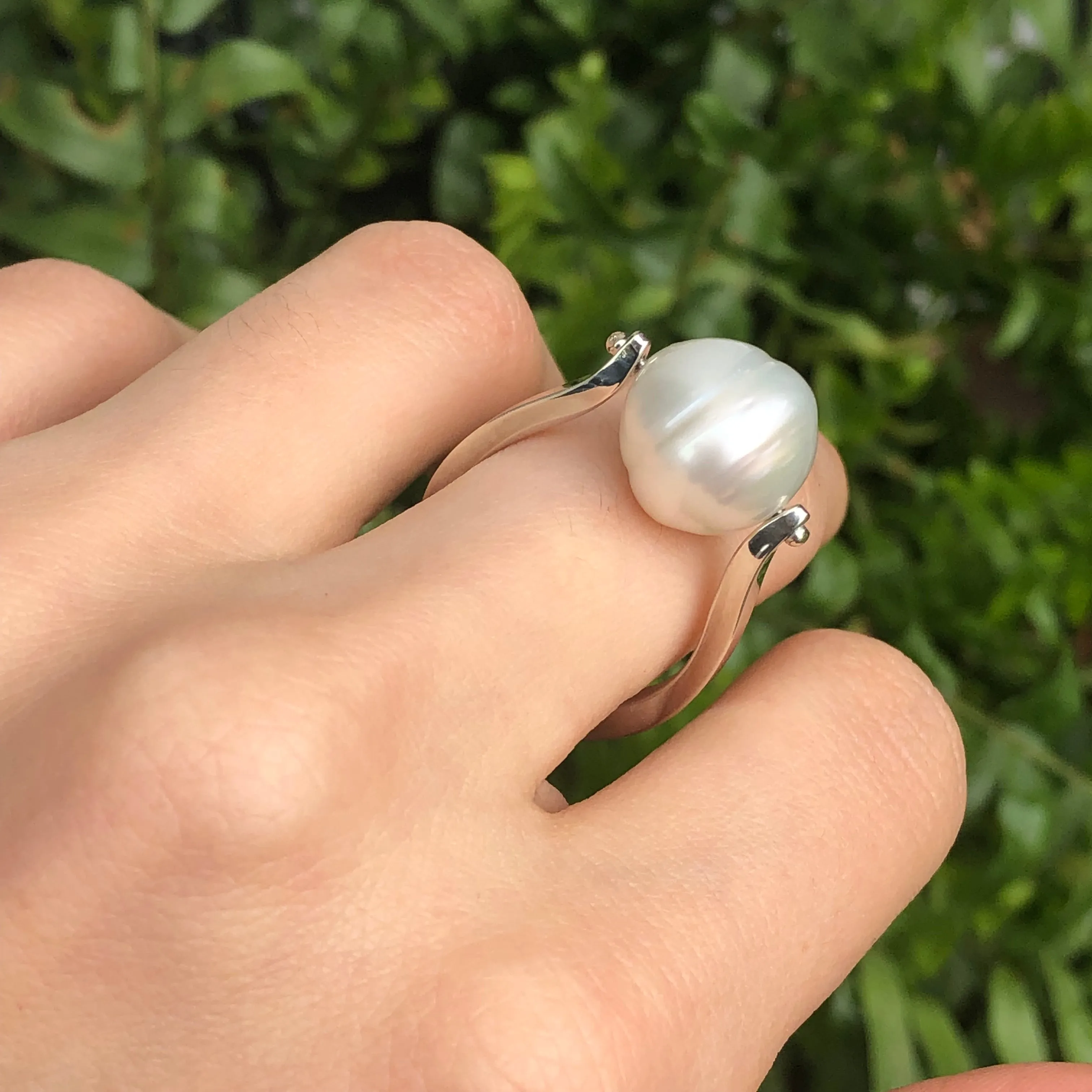 14KT White Gold 12mm Paspaley South Sea Pearl Modern Ring