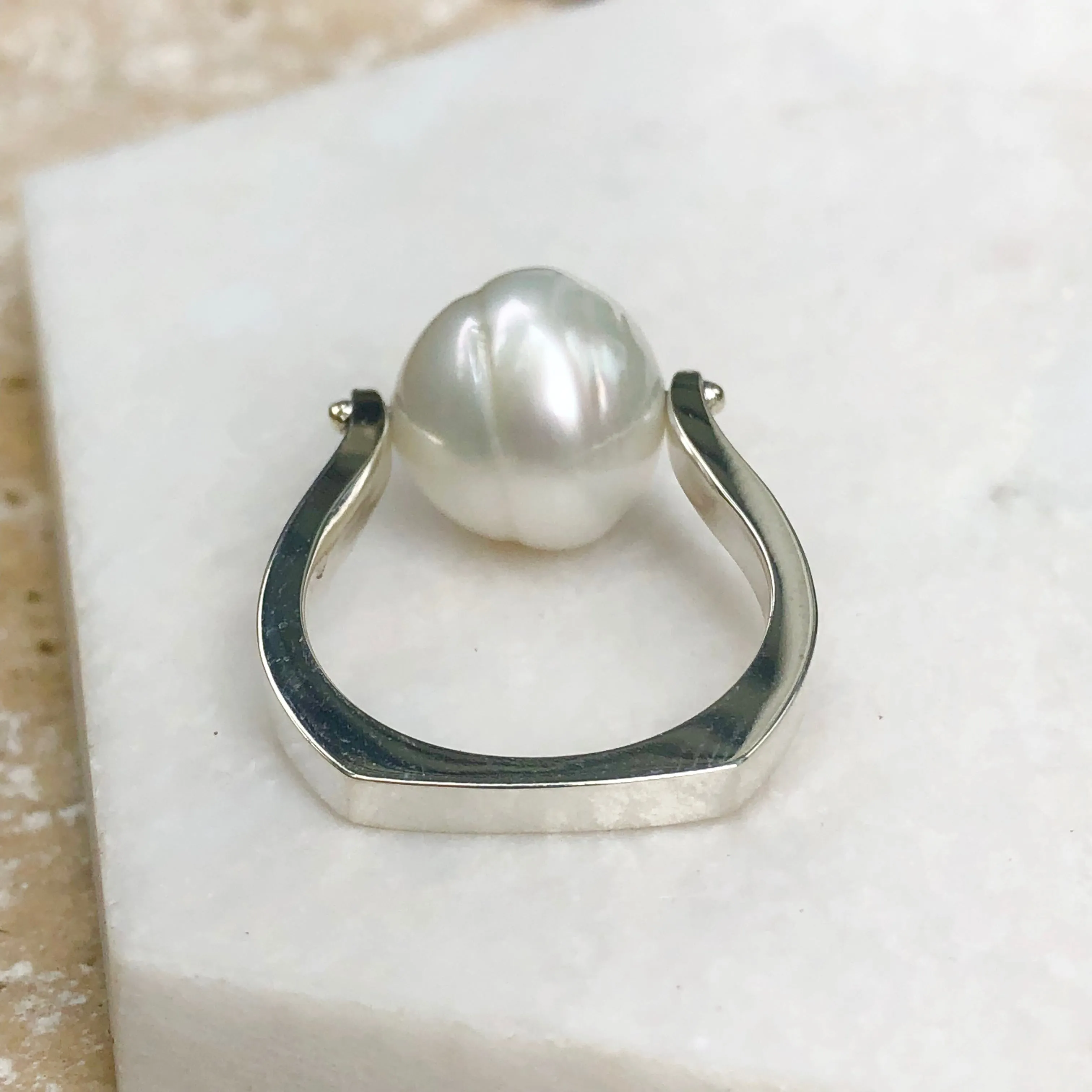 14KT White Gold 12mm Paspaley South Sea Pearl Modern Ring