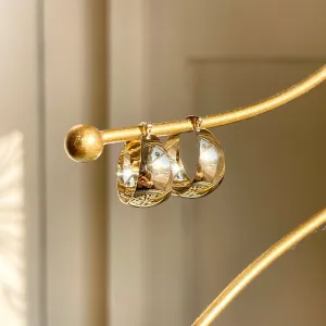 14KT Yellow Gold Shiny 10.5mm Tapered Round Hoop Earrings 21mm