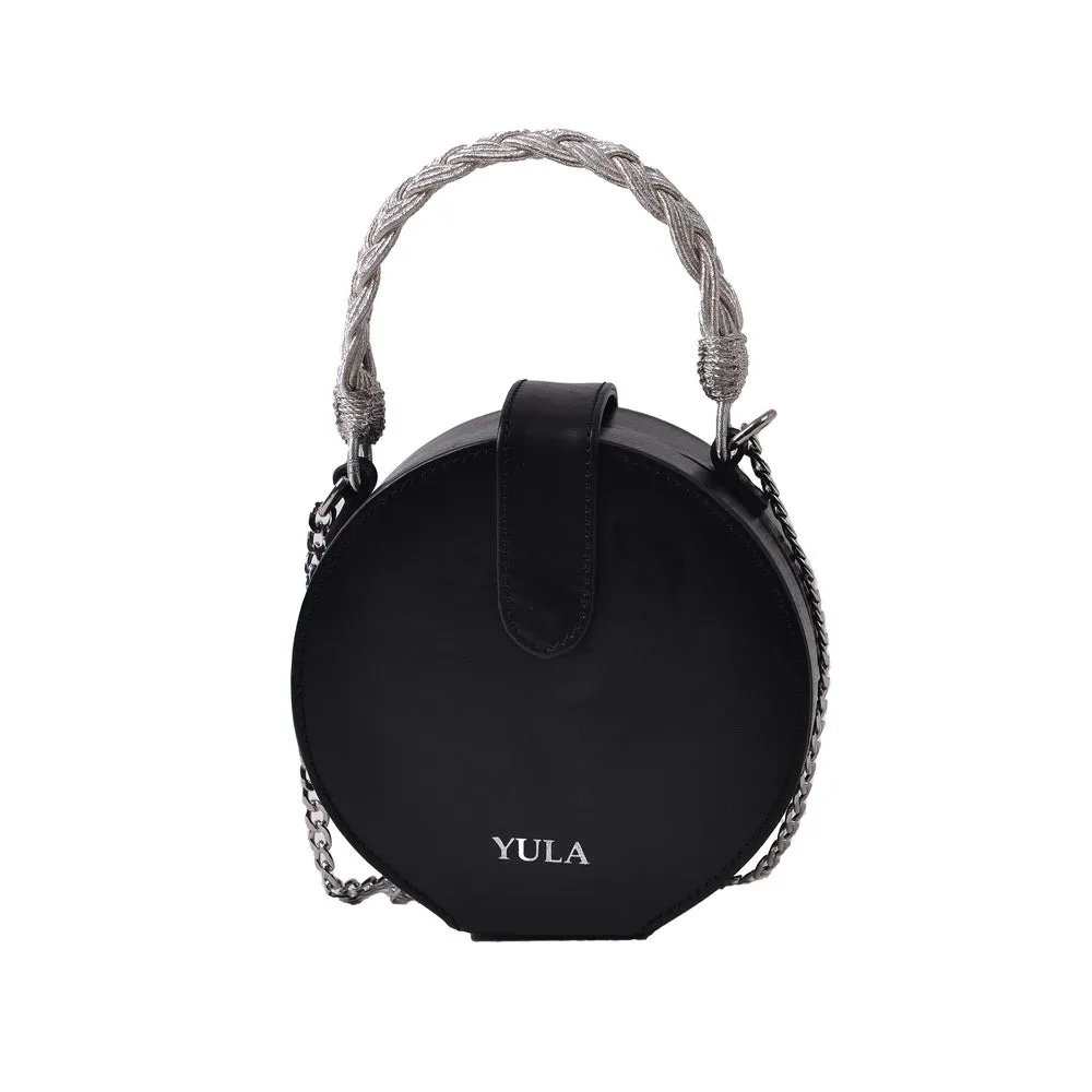 1934 Dara Round Bag - Black & Silver