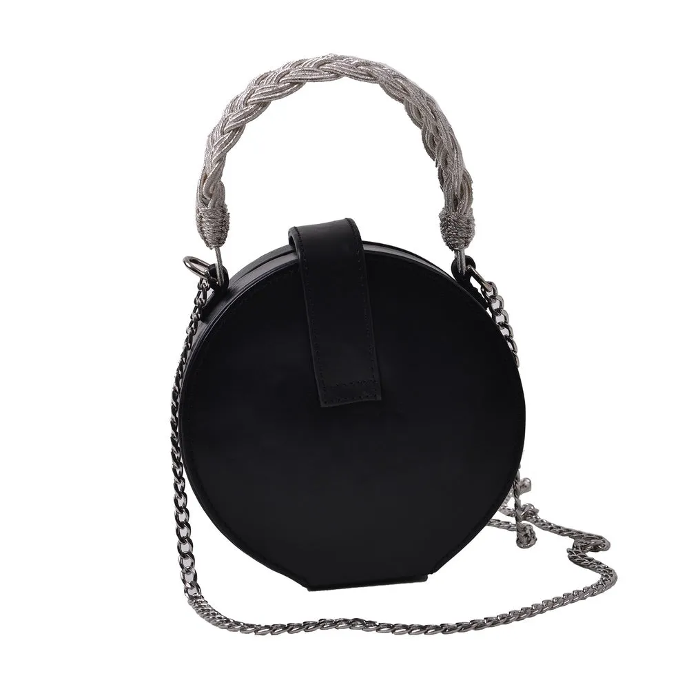 1934 Dara Round Bag - Black & Silver