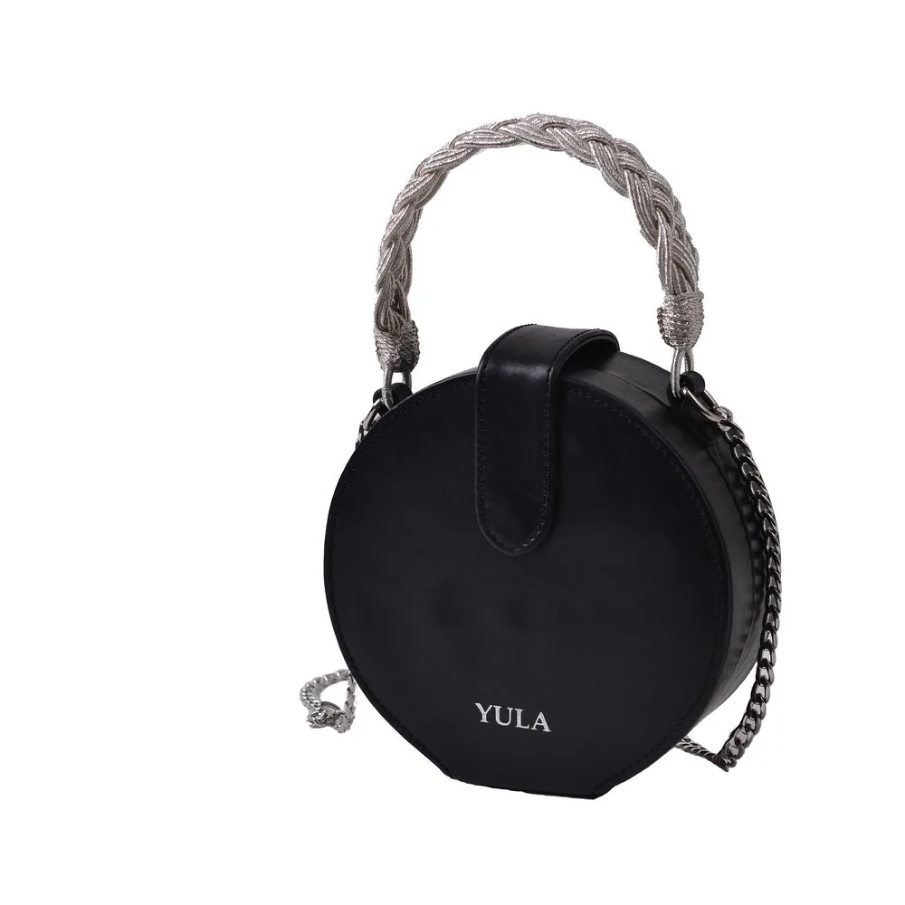 1934 Dara Round Bag - Black & Silver