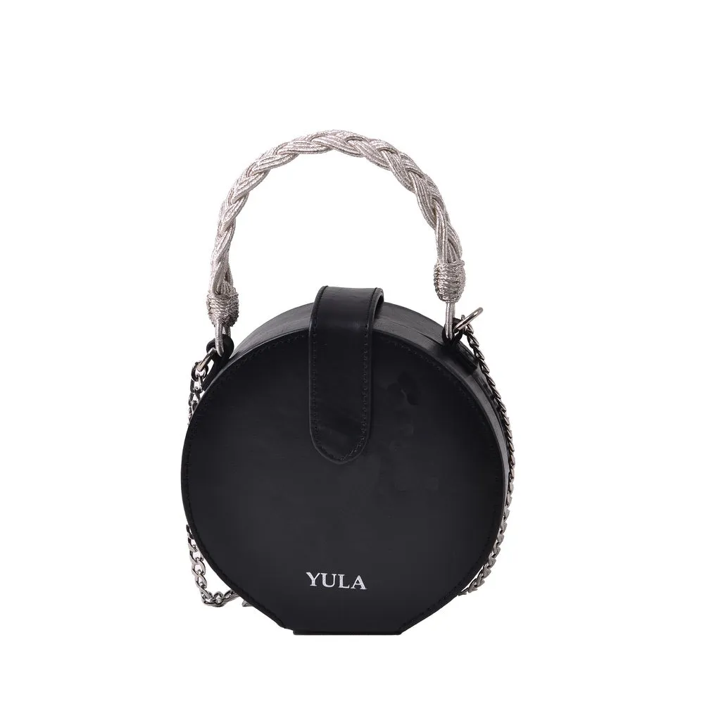 1934 Dara Round Bag - Black & Silver