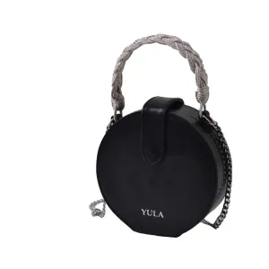 1934 Dara Round Bag - Black & Silver