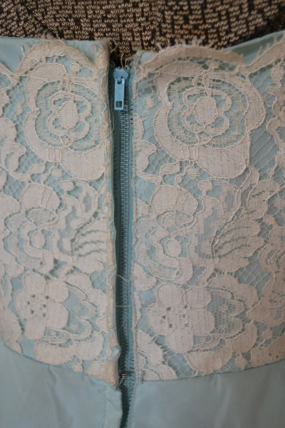 1950s Lace Bodice Powder Blue Party Dress size XS