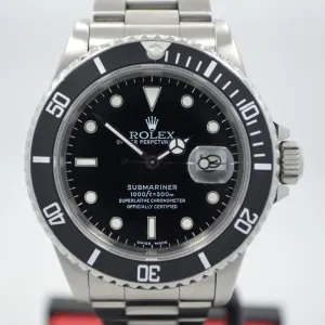 1989 Rolex Submariner 16610 Stainless Steel "L" Serial Automatic Wristwatch