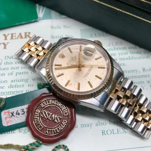 1991 Rolex Datejust 16233 Two Tone Jubilee Silver Automatic Wristwatch Box Papers