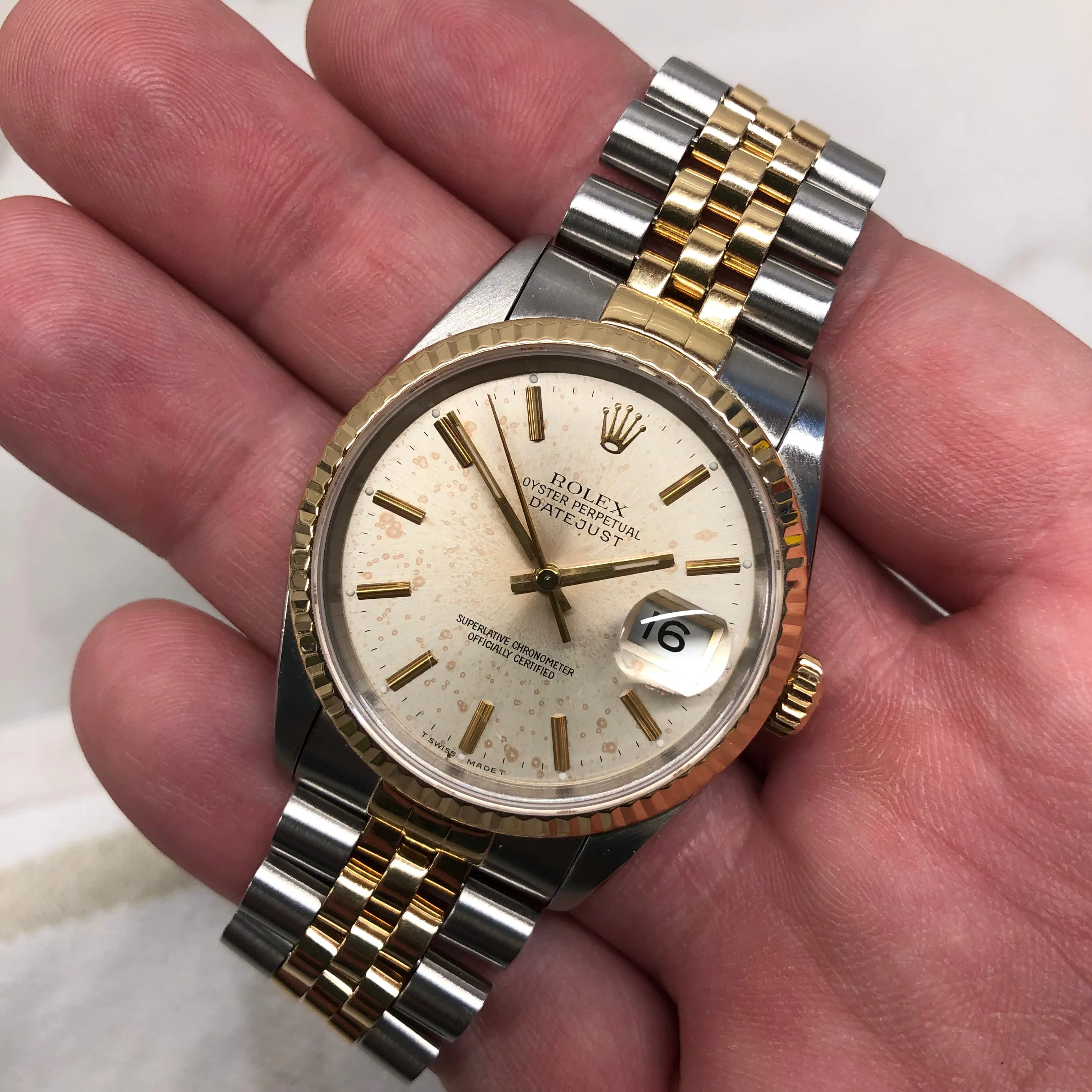 1991 Rolex Datejust 16233 Two Tone Jubilee Silver Automatic Wristwatch Box Papers
