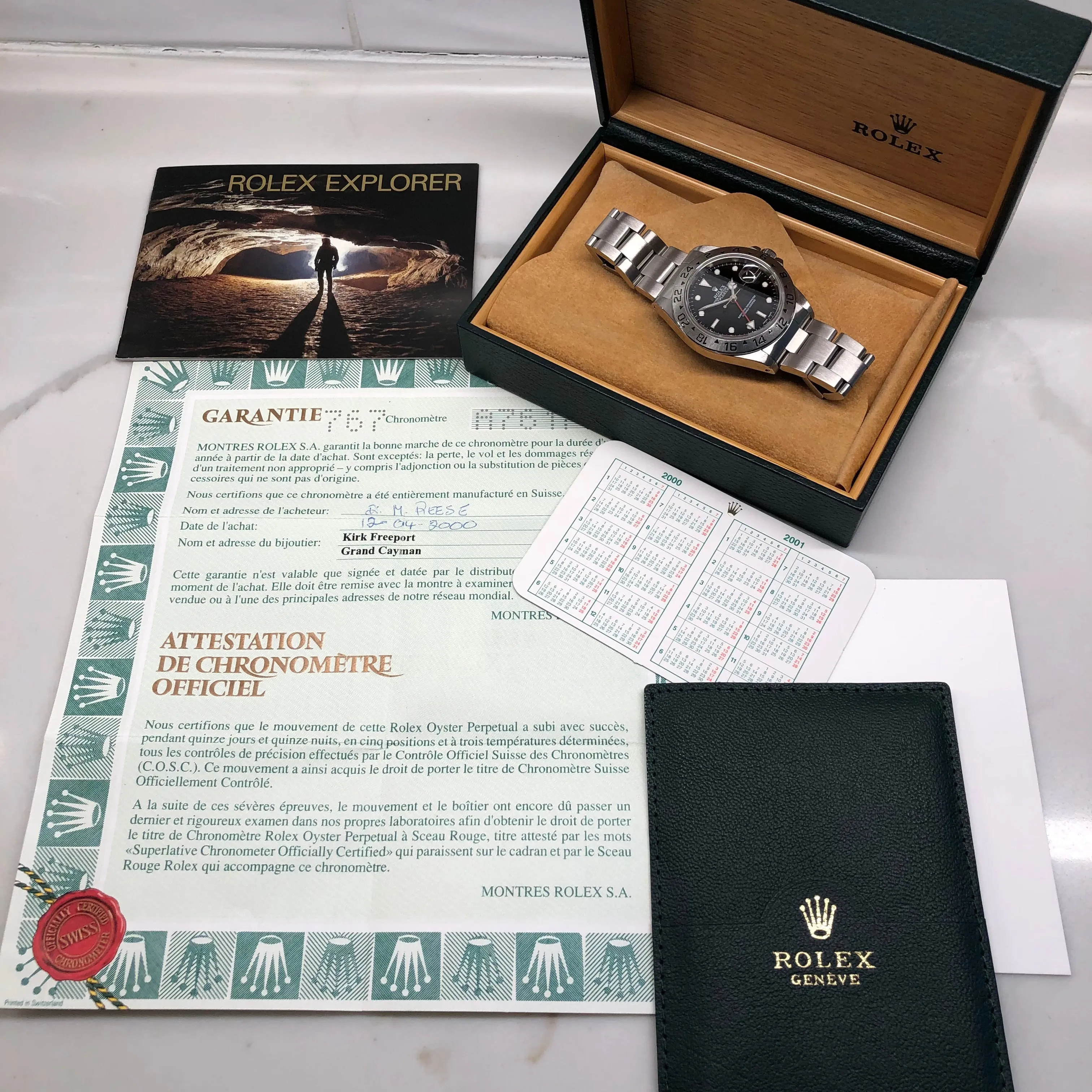 1999 Rolex Explorer II 16570 Black Dial Steel Oyster Wristwatch Box Papers