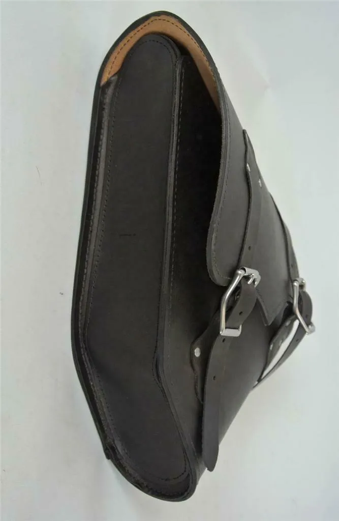 2000-2025 Harley Softail Saddle Bag Black Leather Stainless Steel Chopper MRC