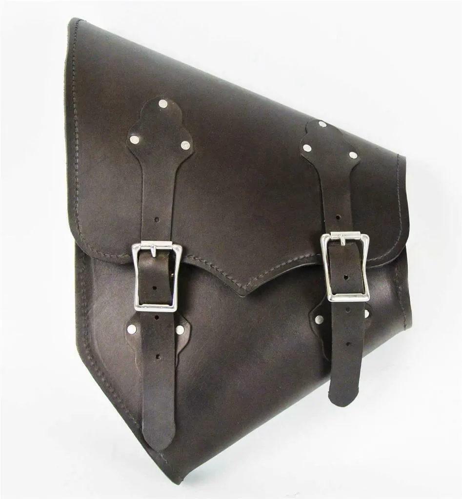 2000-2025 Harley Softail Saddle Bag Black Leather Stainless Steel Chopper MRC