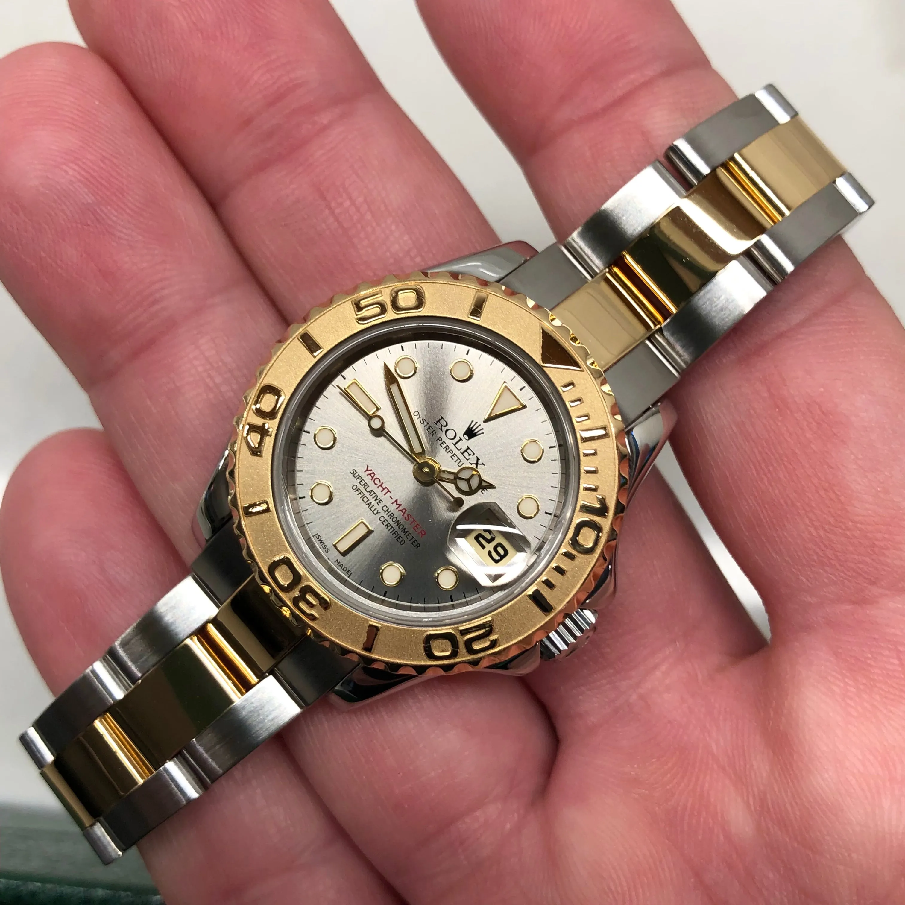 2002 Rolex Yachtmaster 169623 Two Tone Silver Oyster 29mm Automatic Wristwatch