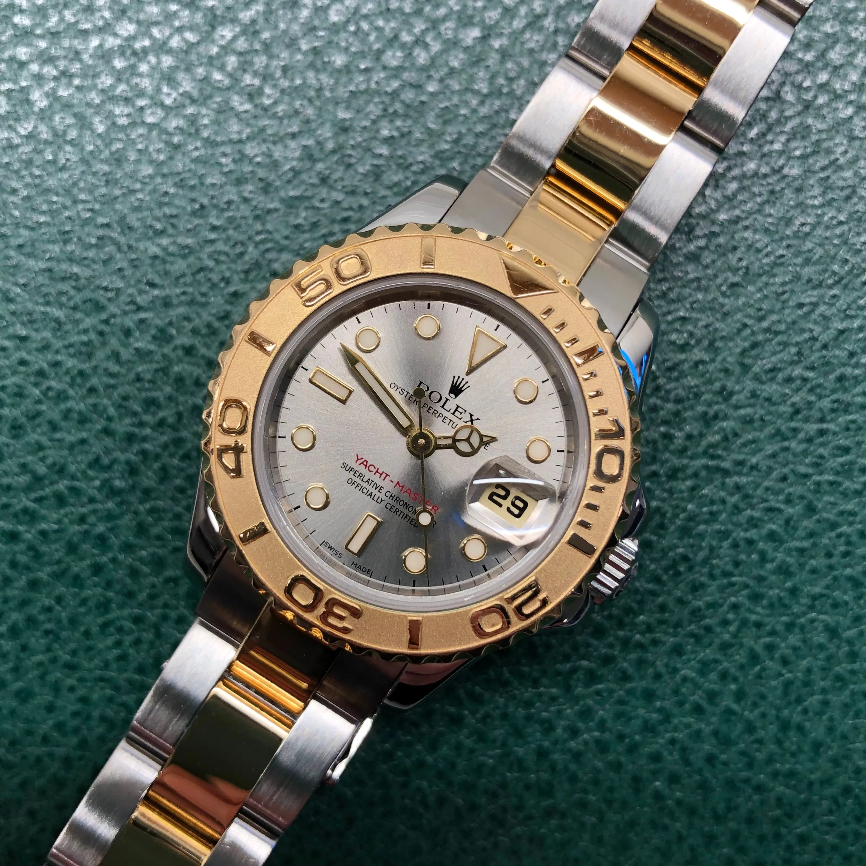 2002 Rolex Yachtmaster 169623 Two Tone Silver Oyster 29mm Automatic Wristwatch