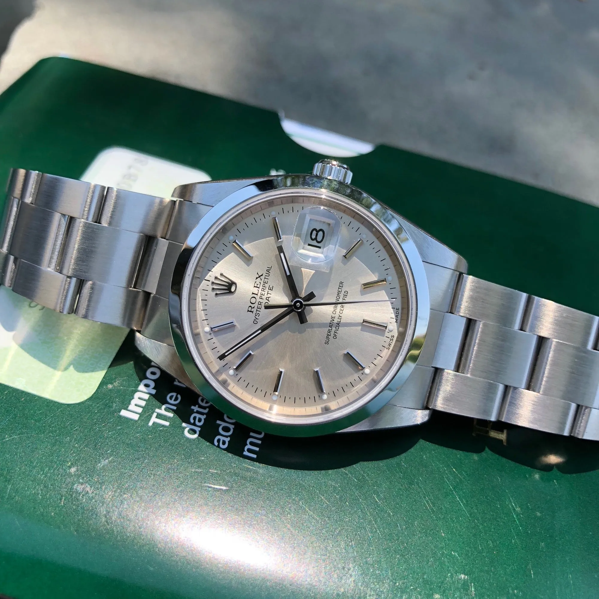 2005 Rolex Date 15200 Oyster Perpetual Stainless Steel Silver Date Automatic Wristwatch Box & Papers