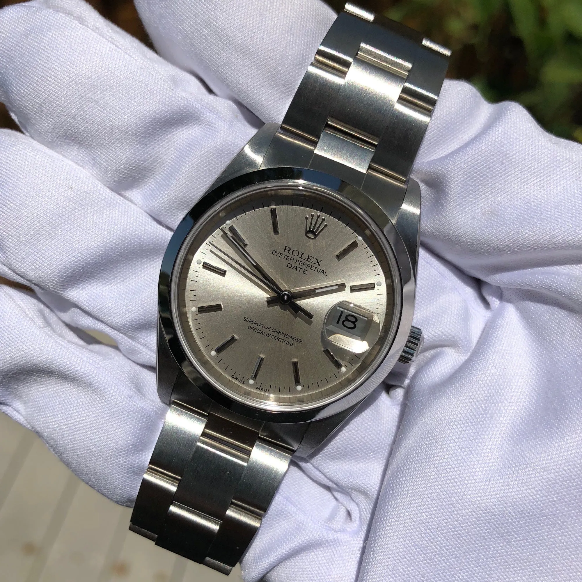 2005 Rolex Date 15200 Oyster Perpetual Stainless Steel Silver Date Automatic Wristwatch Box & Papers