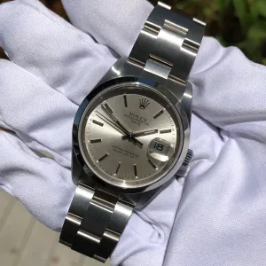 2005 Rolex Date 15200 Oyster Perpetual Stainless Steel Silver Date Automatic Wristwatch Box & Papers