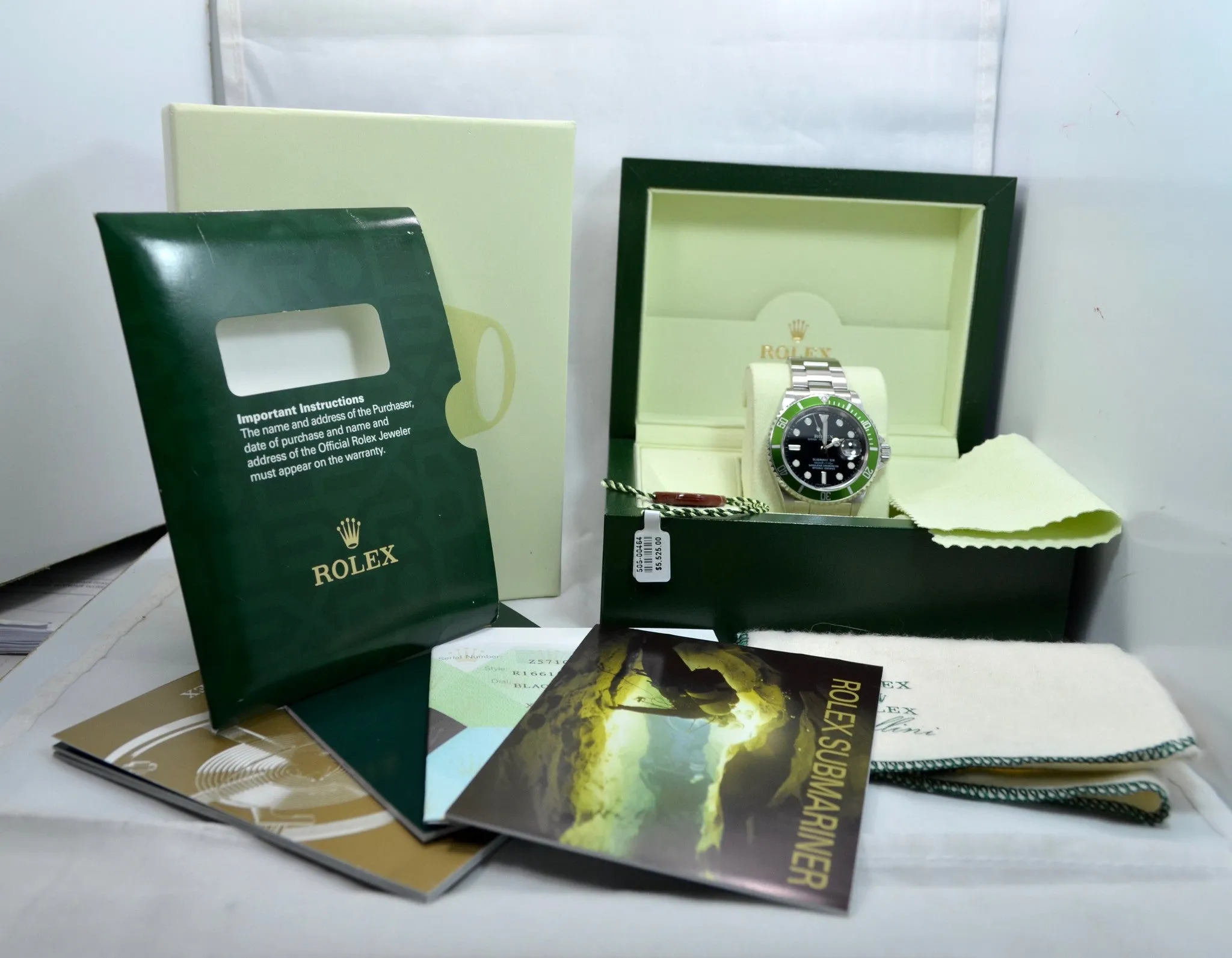 2007 Rolex Submariner 16610LV 50th Anniversary Green "Z" Serial Steel Watch