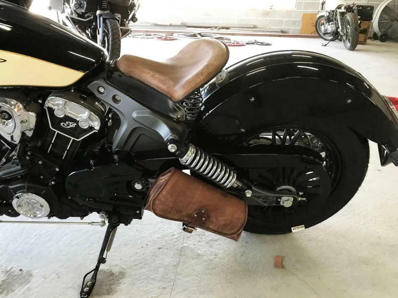 2015-2024 Indian Scout & Bobber Swing Arm Saddle Bag Black & Brown Leather MRC