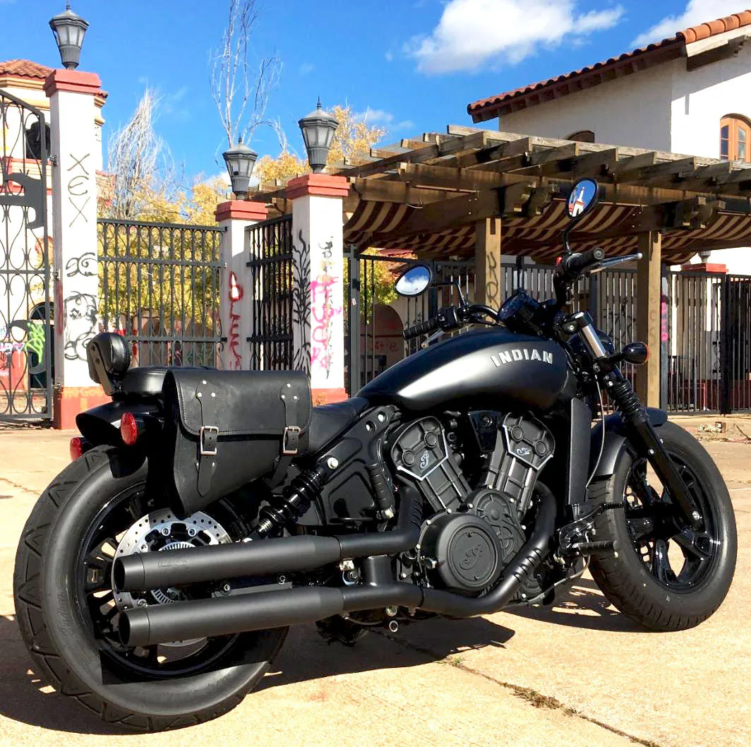 2018-23 Indian Scout Bobber Saddle Bags With Mounting Hardware Black Leather