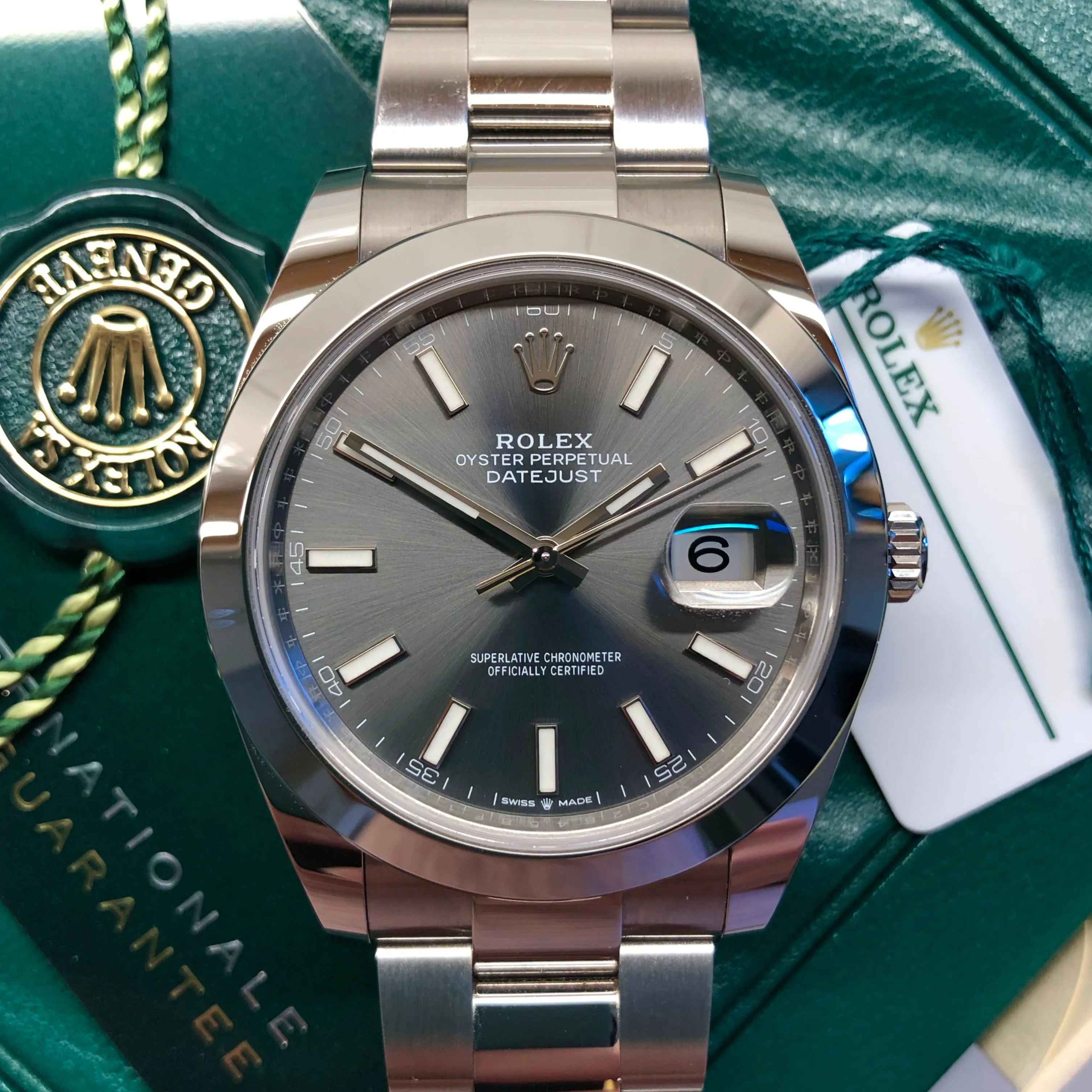 2023 Rolex Datejust 126300 Rhodium 41mm Steel Oyster Wristwatch with Box and Papers