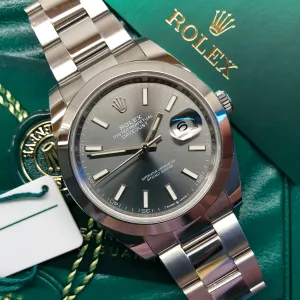 2023 Rolex Datejust 126300 Rhodium 41mm Steel Oyster Wristwatch with Box and Papers