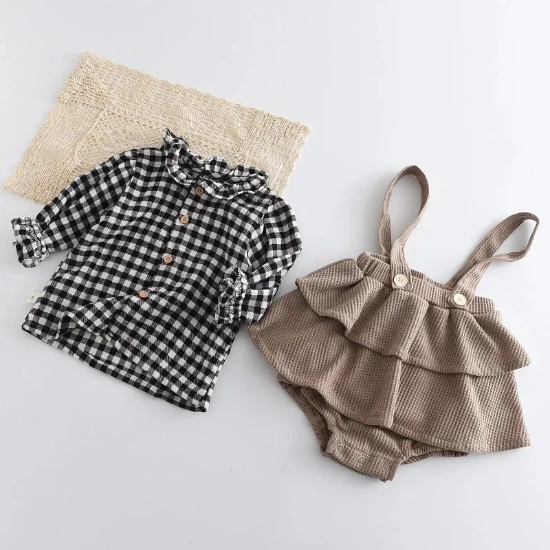 2pc Checker romper set