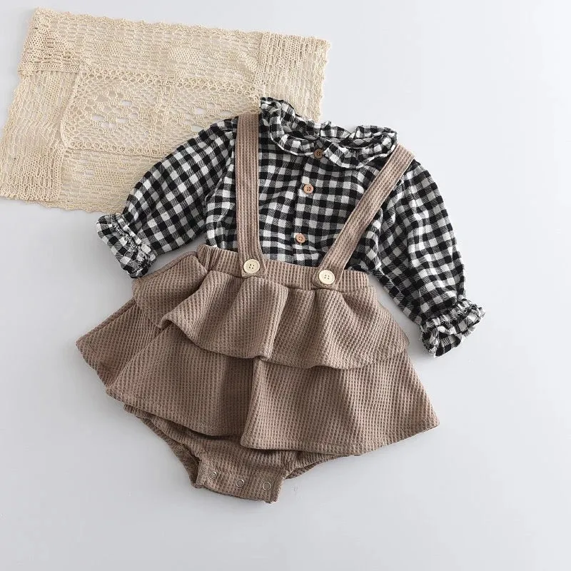2pc Checker romper set