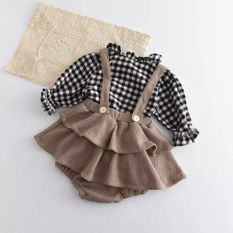 2pc Checker romper set