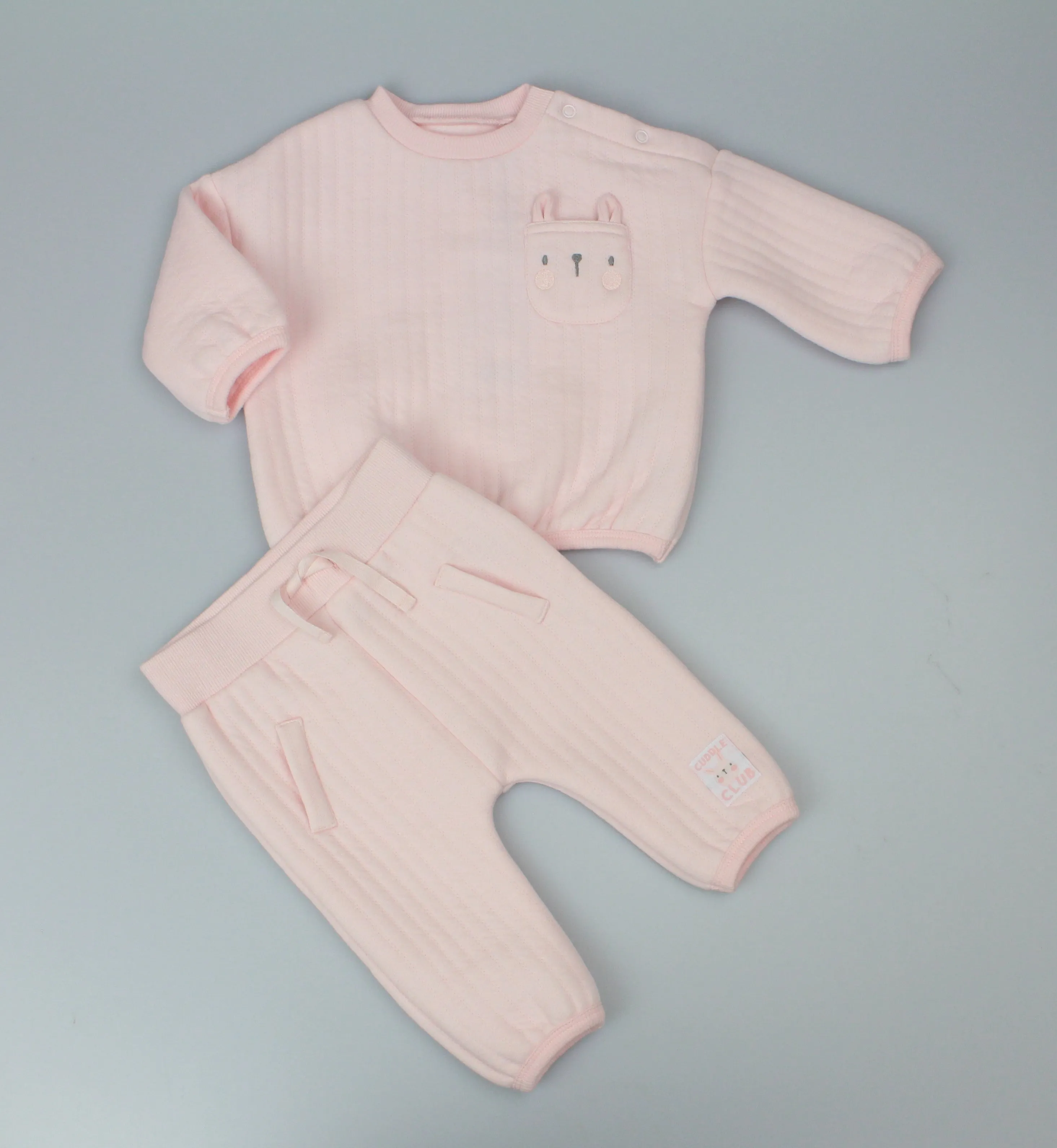 2pc Quilted Jogging Suit Set - Pink (0-9M) (PK6) H13521