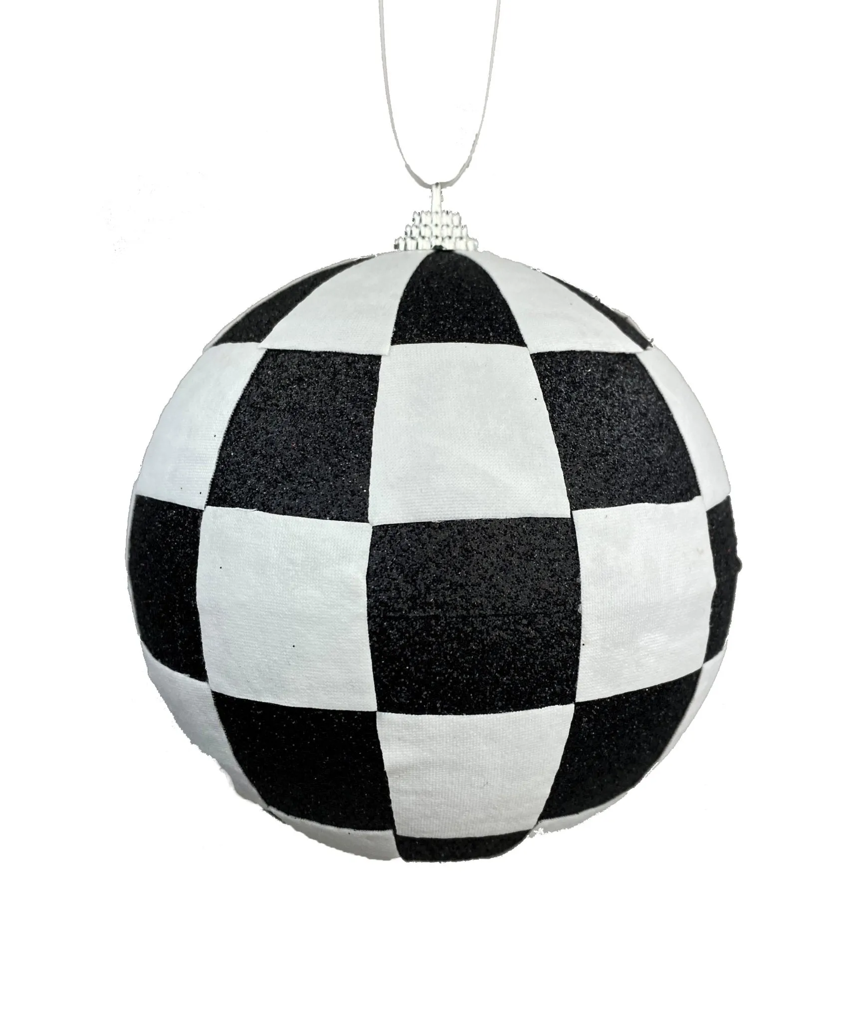 4.5" Dia Checker Ball Ornament: Black, White - 85241BKWT