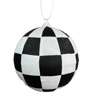 4.5" Dia Checker Ball Ornament: Black, White - 85241BKWT