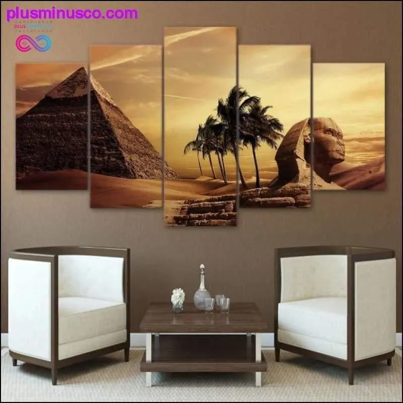 5 Piece Canvas Art Egyptian Pyramids Painting for Living