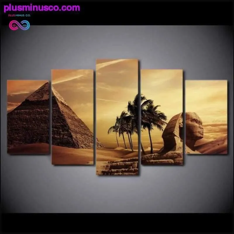 5 Piece Canvas Art Egyptian Pyramids Painting for Living