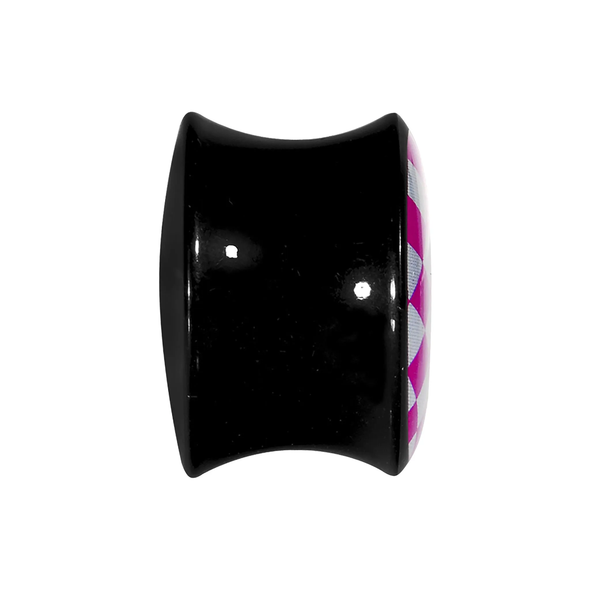 5/8 Black Acrylic Pink and White Checkerboard Saddle Plug