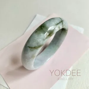 58.4mm A-Grade Natural Green Modern Round Bangle No. 600171