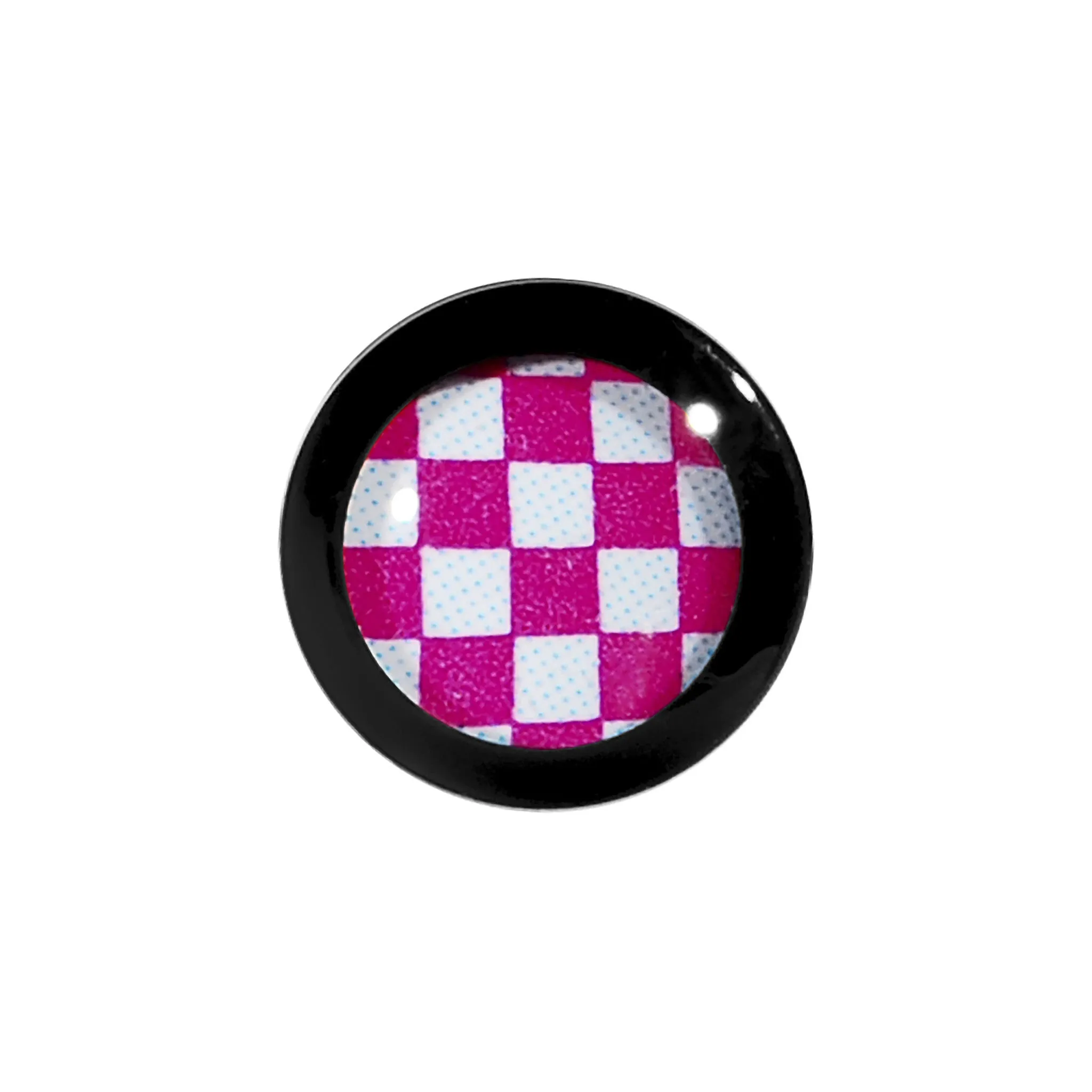 6 Gauge Black Acrylic Pink and White Checkerboard Saddle Plug