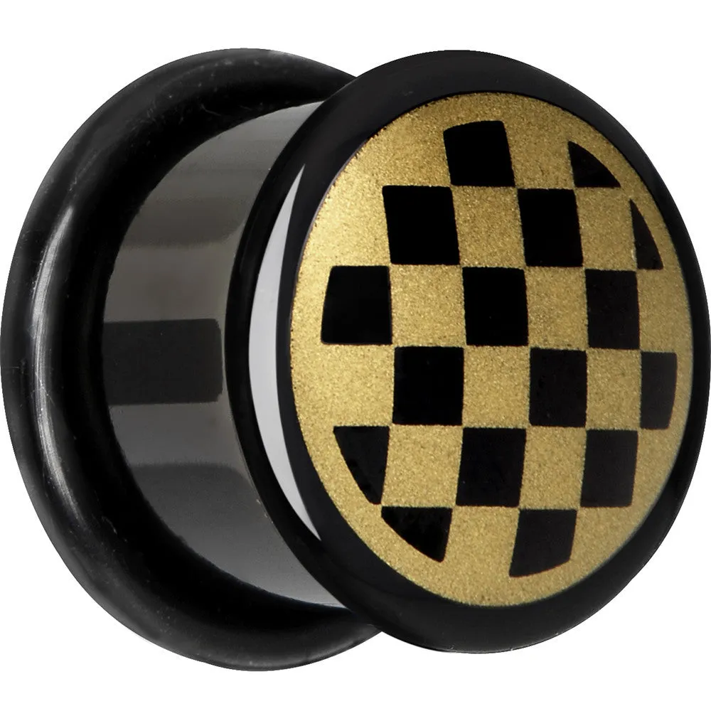 9/16 Anodized Titanium Gold Checker Board Plug