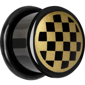 9/16 Anodized Titanium Gold Checker Board Plug