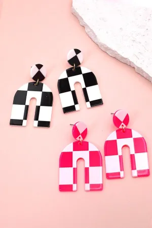 Acrylic Checker Earrings