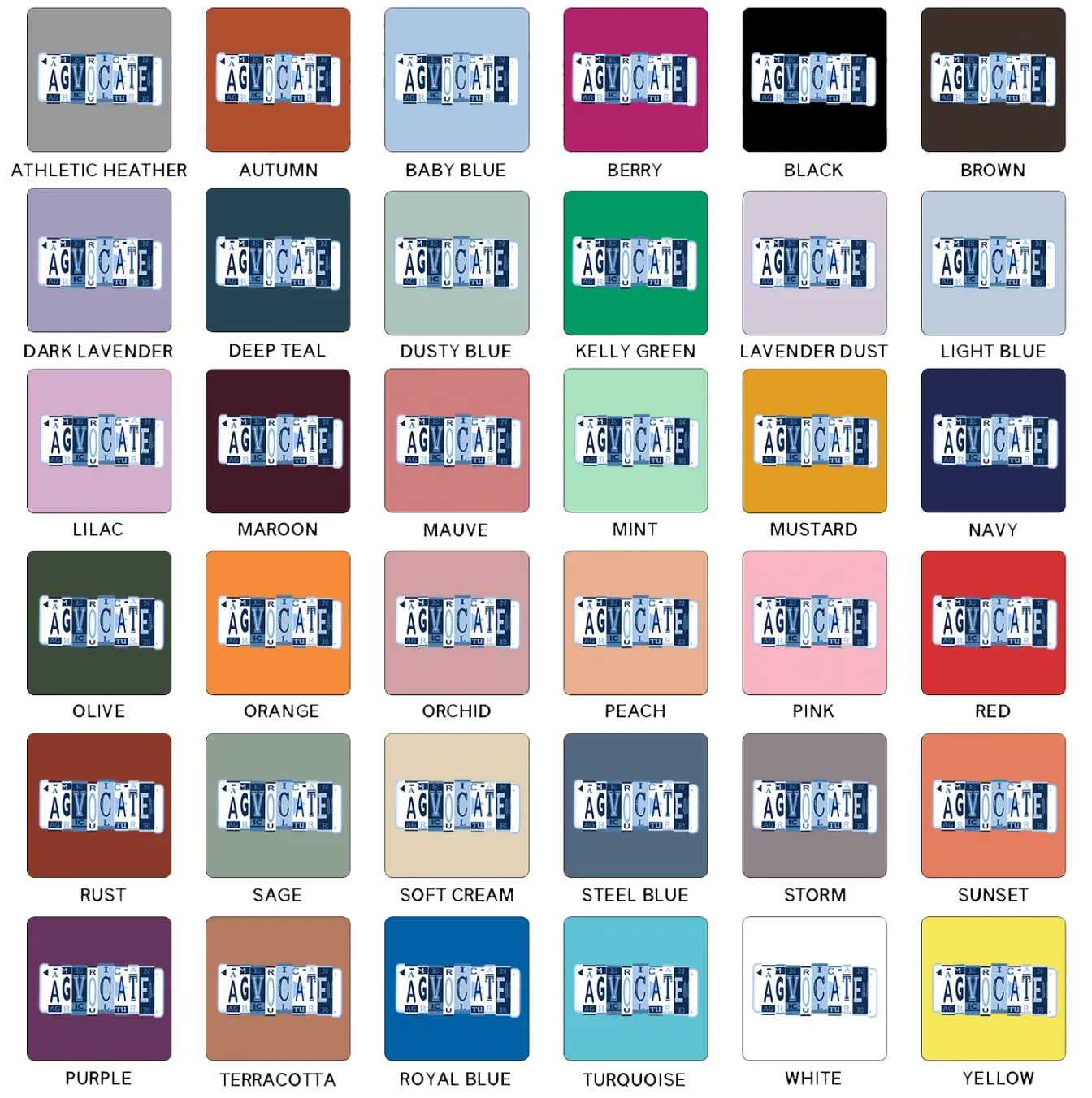 Agovcate License Plate T-Shirt (XS-4XL) - Multiple Colors!