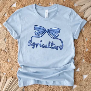 Agriculture Bow Script Blue T-Shirt (XS-4XL) - Multiple Colors!
